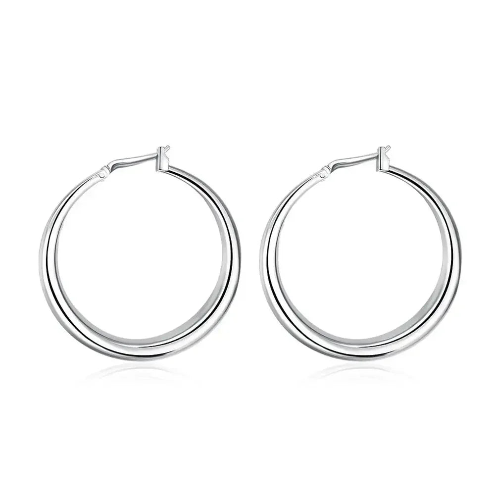ALITREE 925 Sterling Silver 33mm Big Circle Hoop Earrings