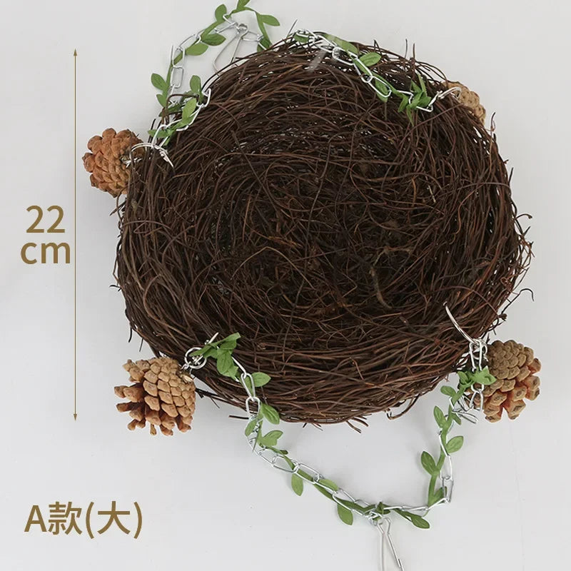 Rattan Round Rattan Bird Nest, Parrot Hanging Cages, Parrots, Pigeons Bedding, Rattan Weaving Bedding, Bird Play Toys