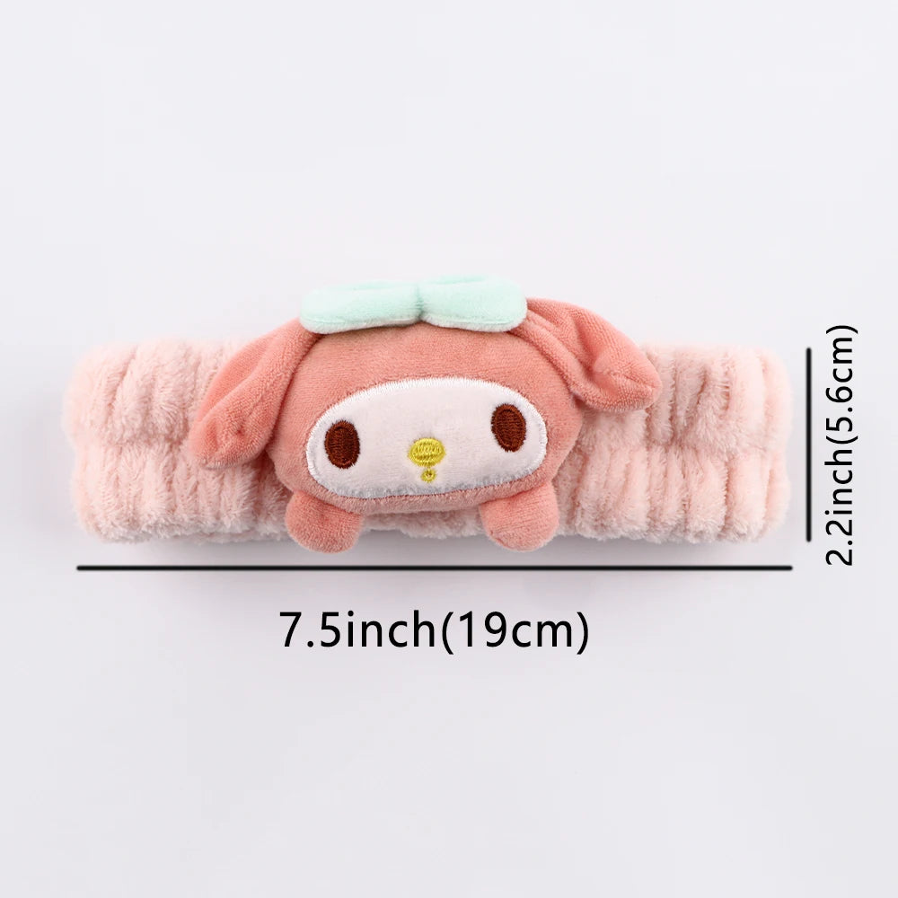 Sweet Cool Villain Character Plush Doll Face Wash Makeup Hairband Kawaii Anime Girls Cute Non Slip Elastic Hair Accessories