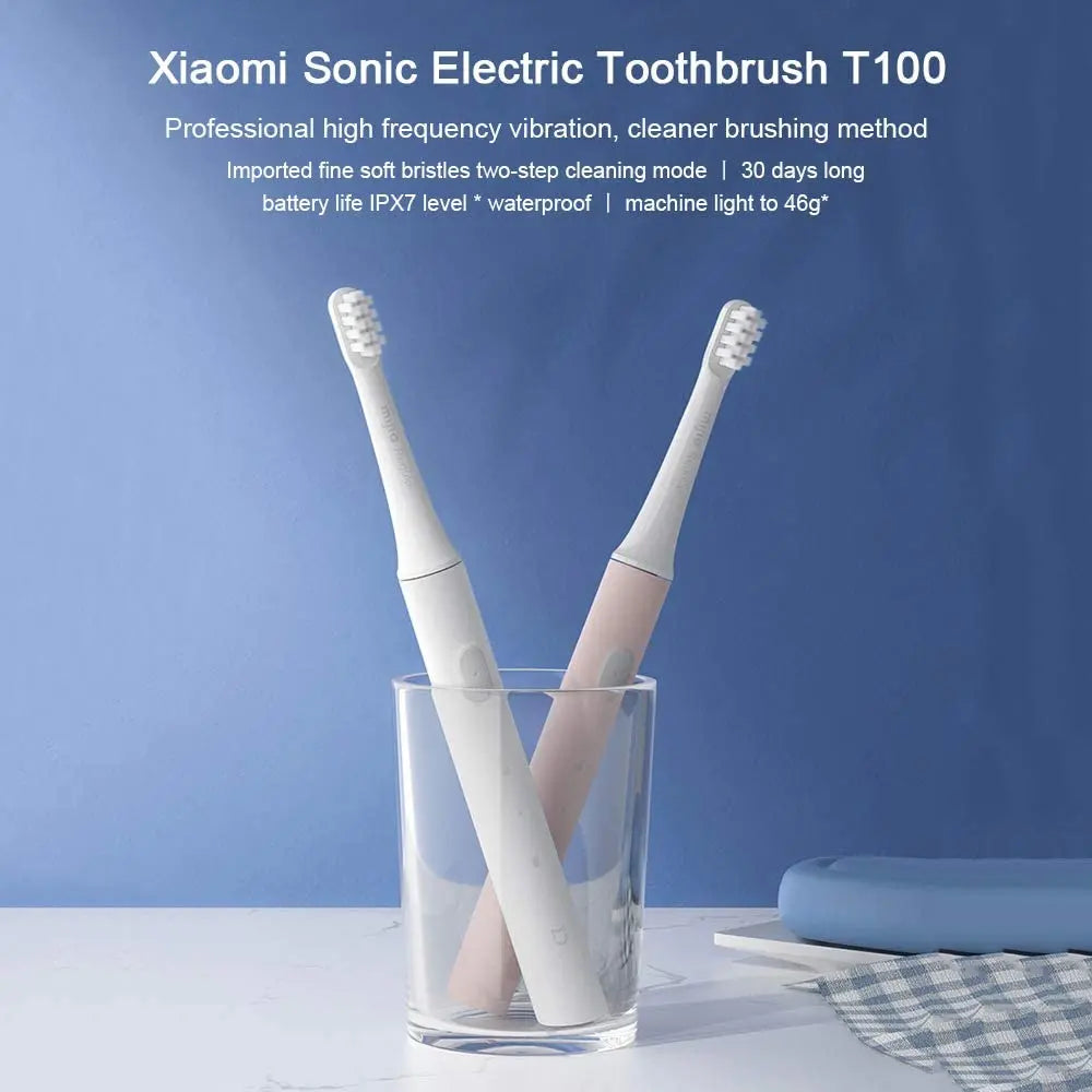 XIAOMI Mijia T100 Cepillo de dientes eléctrico sónico Mi Smart Tooth Brush Colorido USB Recargable IPX7 Impermeable Para cabezal de cepillo de dientes