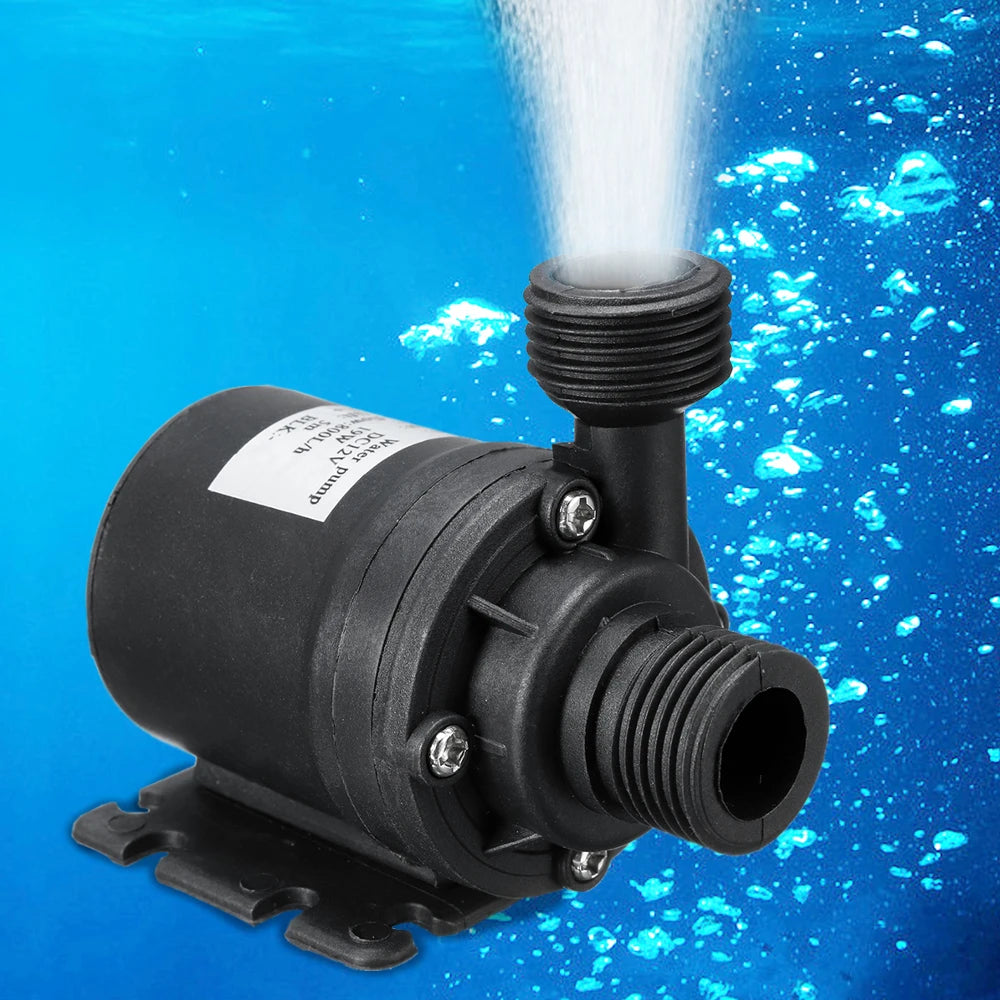 Minibomba de agua ultra silenciosa, motor sin escobillas de 12 V/24 V CC, sumergible, adaptador para acuario, fuente de estanque para pecera y jardín