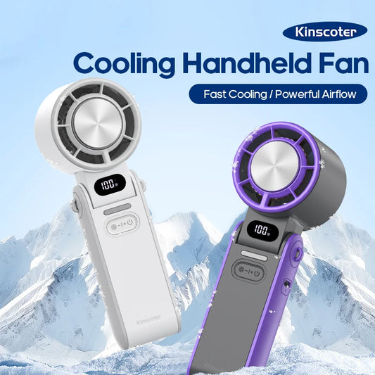 Foldable Handheld Turbo Fan – 3600mAh Rechargeable, 100-Speed Cooling for Outdoor Use