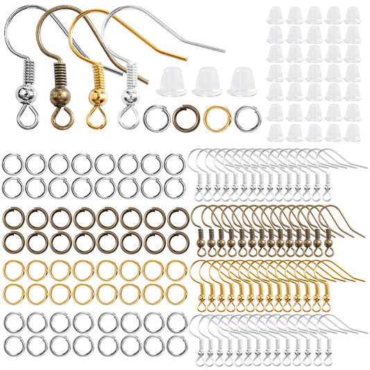 300Pcs Earrings Set Hypoallergenic Hooks Rubber Backs for Jewelry Making