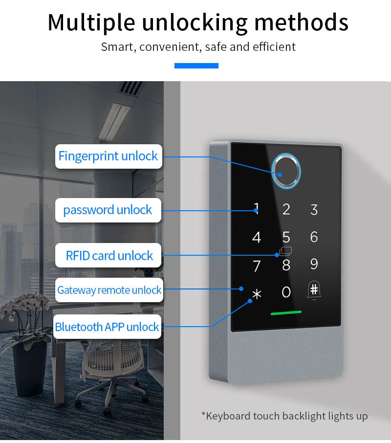 TTLOCK K3 K3F Fingerprint Access Control Door Opener with NFC Bluetooth Electric Gate Keypad and RFID Card 13.56MHz