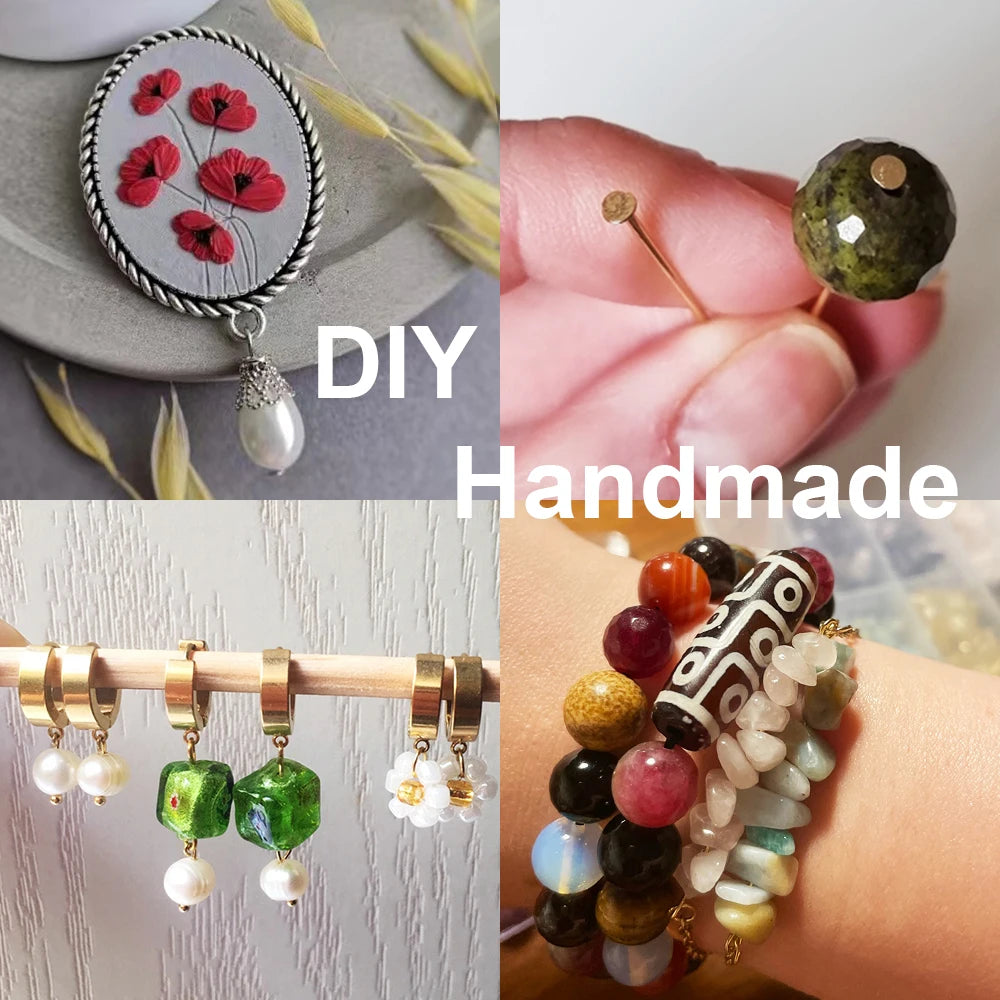 100pcs 15-50MM Stainless Steel Flat Head Eye Pins for Jewelry Making