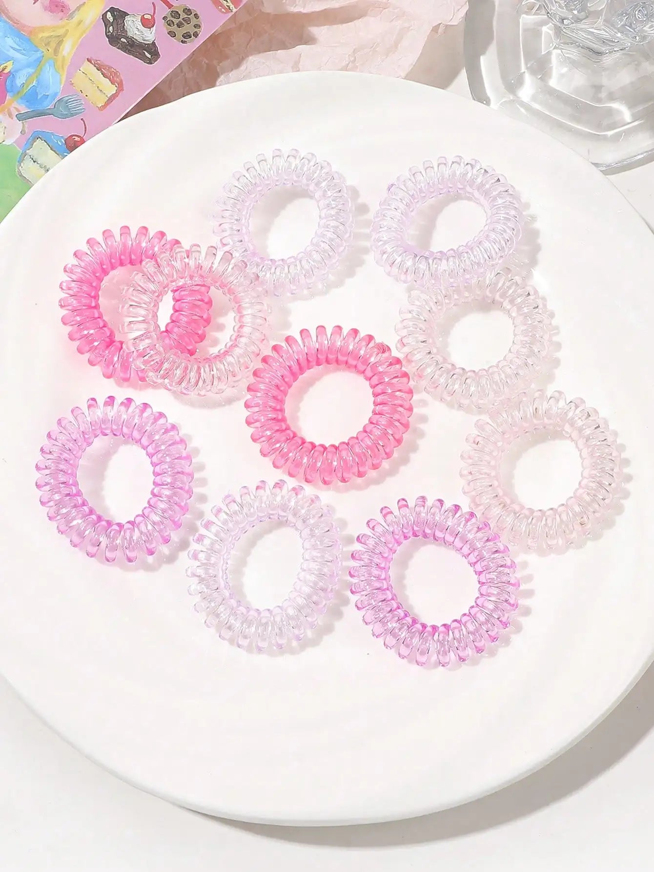 10 Pcs Multicoloured No Crease Spiral Hair Ties for Women Thick Hair, Ponytail Hair Ties Hair Coils & Phone Cord Hair Ties