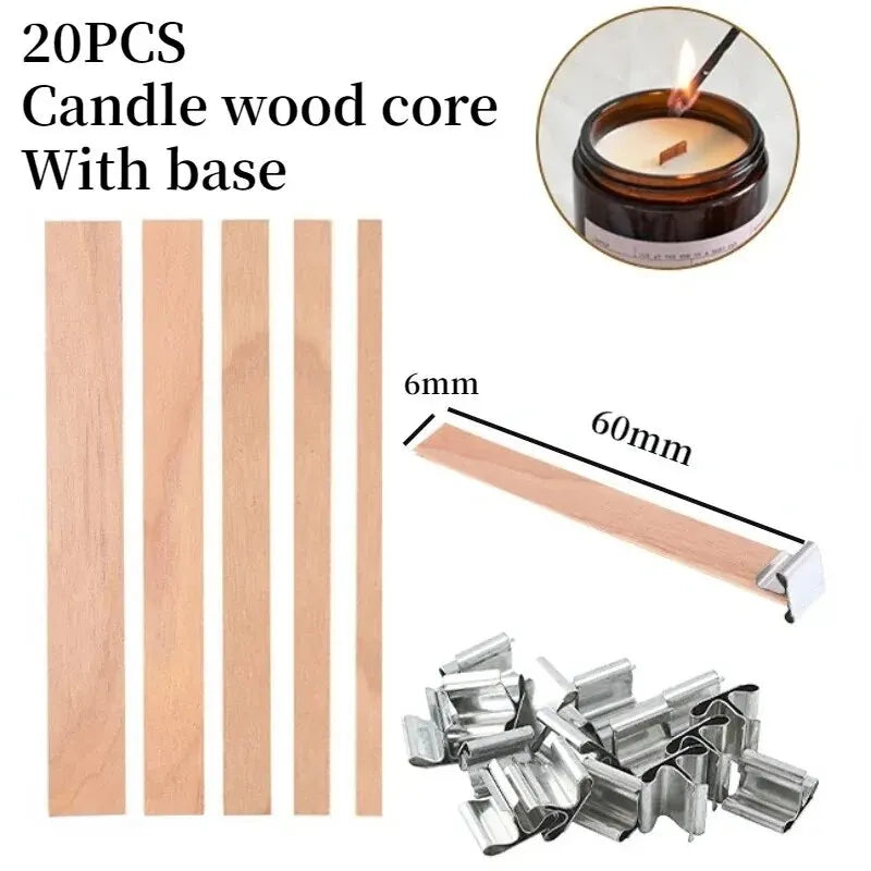 20pcs Wooden Candles Wick DIY Candle Making Kit Smokeless