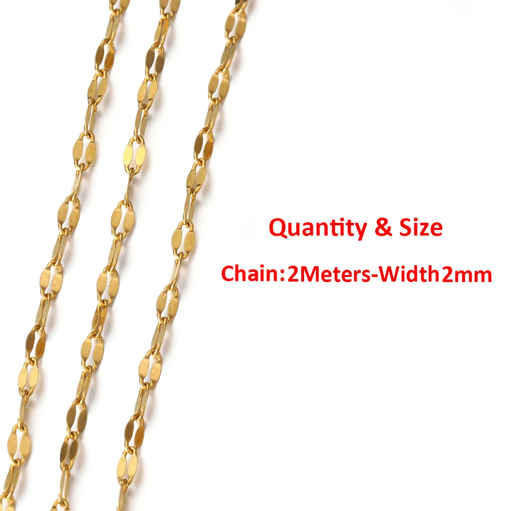 2 Meters/1 Meter High Quality Gold Color Stainless Steel Chain for DIY Jewelry Making