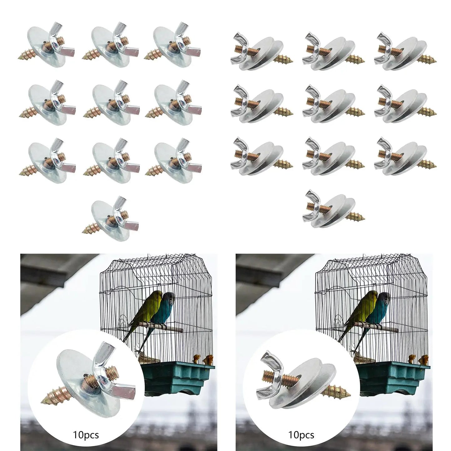 10 Pieces M5*30 Bird Perches Fitting Screws Nut Kits Bird Cage Screws Nut Screw Mount Kits for Rack Building Wood Birds Perch
