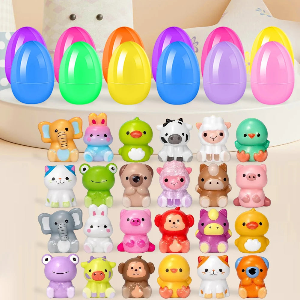 12/20/24/48Pcs Prefilled Easter Eggs with Plush Toys for Kids
