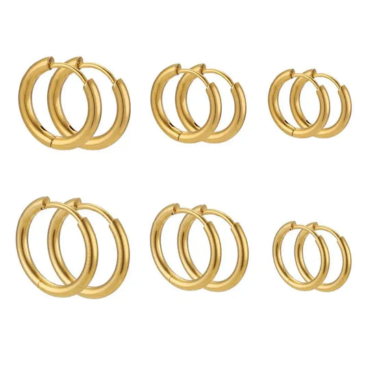 10pcs Stainless Steel Small Hoops Earring Piercing 8-20mm