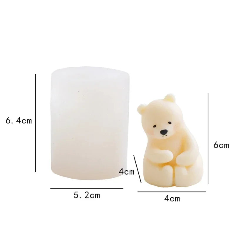 3D Cute Cartoon Bear Silicone Candle Mold Gift Making Kit