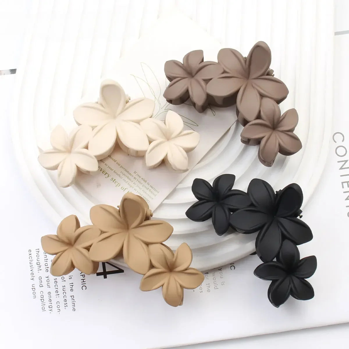 4PCS Flower Hair Claw Clips Non-Slip Matte Flower Hair Clips for Women Cute Hair Clips, Hawaiian Hair Flower Clip Large Plumeria