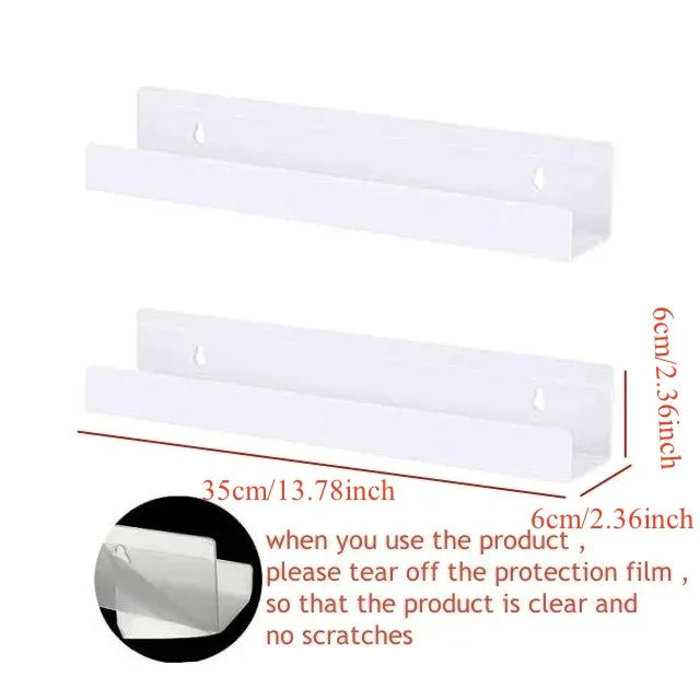 2pcs Acrylic Vinyl Record Display Stand Wall Mounted Shelf Organizer