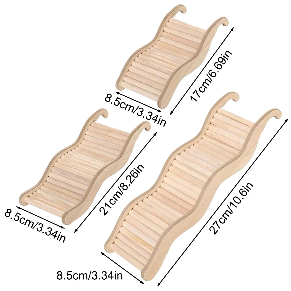 1PC Small pet supplies, cages, decorative accessories, wooden wavy stairs, hamster toys, curved chutes, small animals