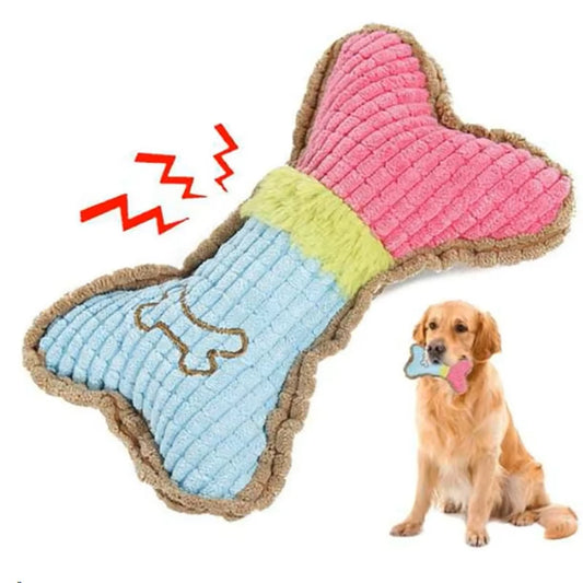 1pc Dog Squeaky Toys, Bones Plush Dogs Chew Toy for Small Medium Breed Puppy Aggressive Chewer Pets Puppy Playing Cleaning Teeth