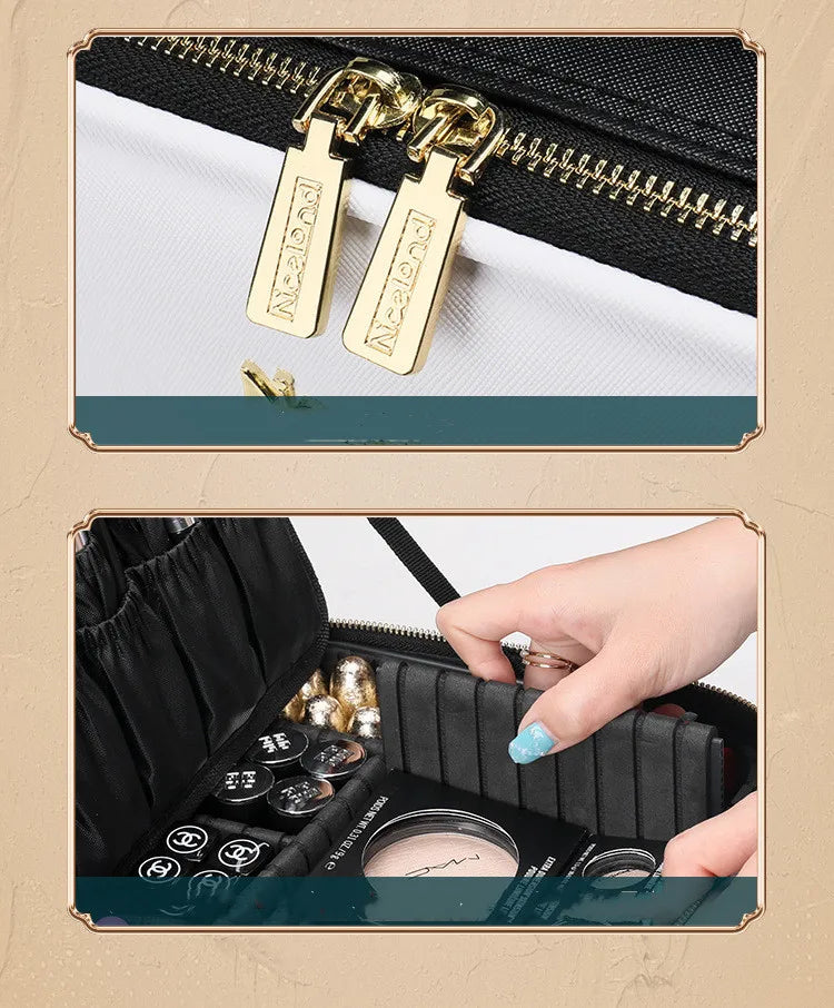 Smart LED Makeup Case with Mirror and USB Charging Waterproof Travel Cosmetic Bag for Women Portable Vanity with Adjustable Lighting