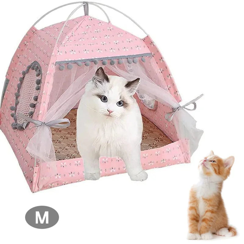 Pet Cat Tent Summer Cave Hut Cat Sleep House For Kitten Puppy Playpen Cage Basket Cat Nesk Kennel Small Dog House Bed