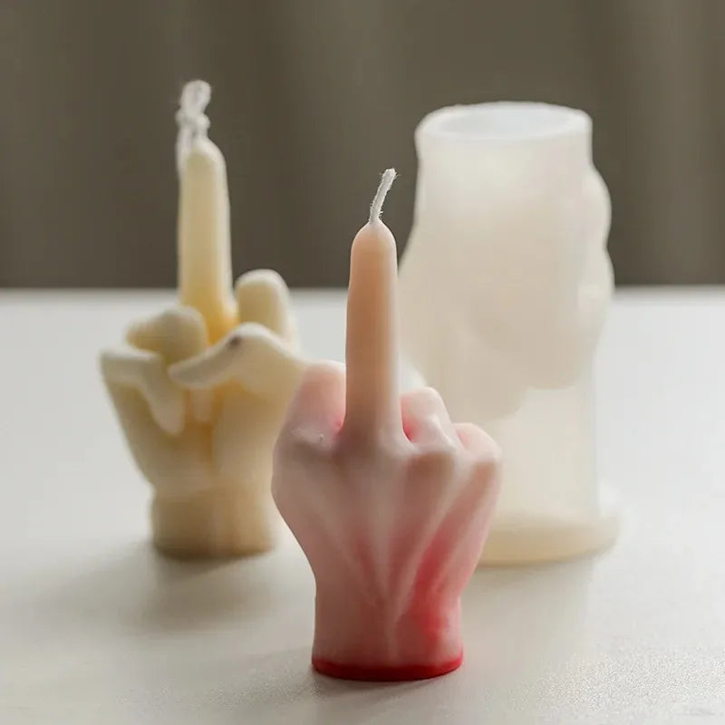 3D Middle Finger Silicone Candle Mold for DIY Crafts and Gifts