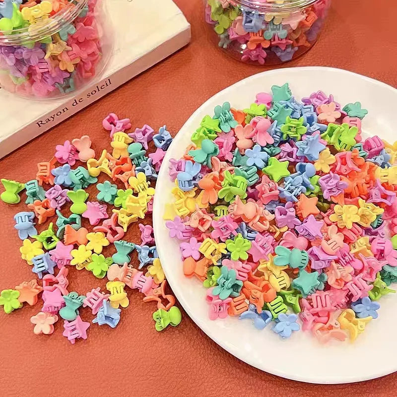 20Pcs/Lot Girls Hair Accessories Mini Flower Head Claws Animal Rabbit Beads Cute Princess Hair Grabbing Clip Children Headdress