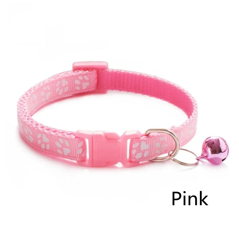 1/3/6/12/18Pcs Pet Collar With Bell Footprints Colorful Dog, Dog, Cat Accessories Cat Collar Adjustable Bell Ring Necklace Pet
