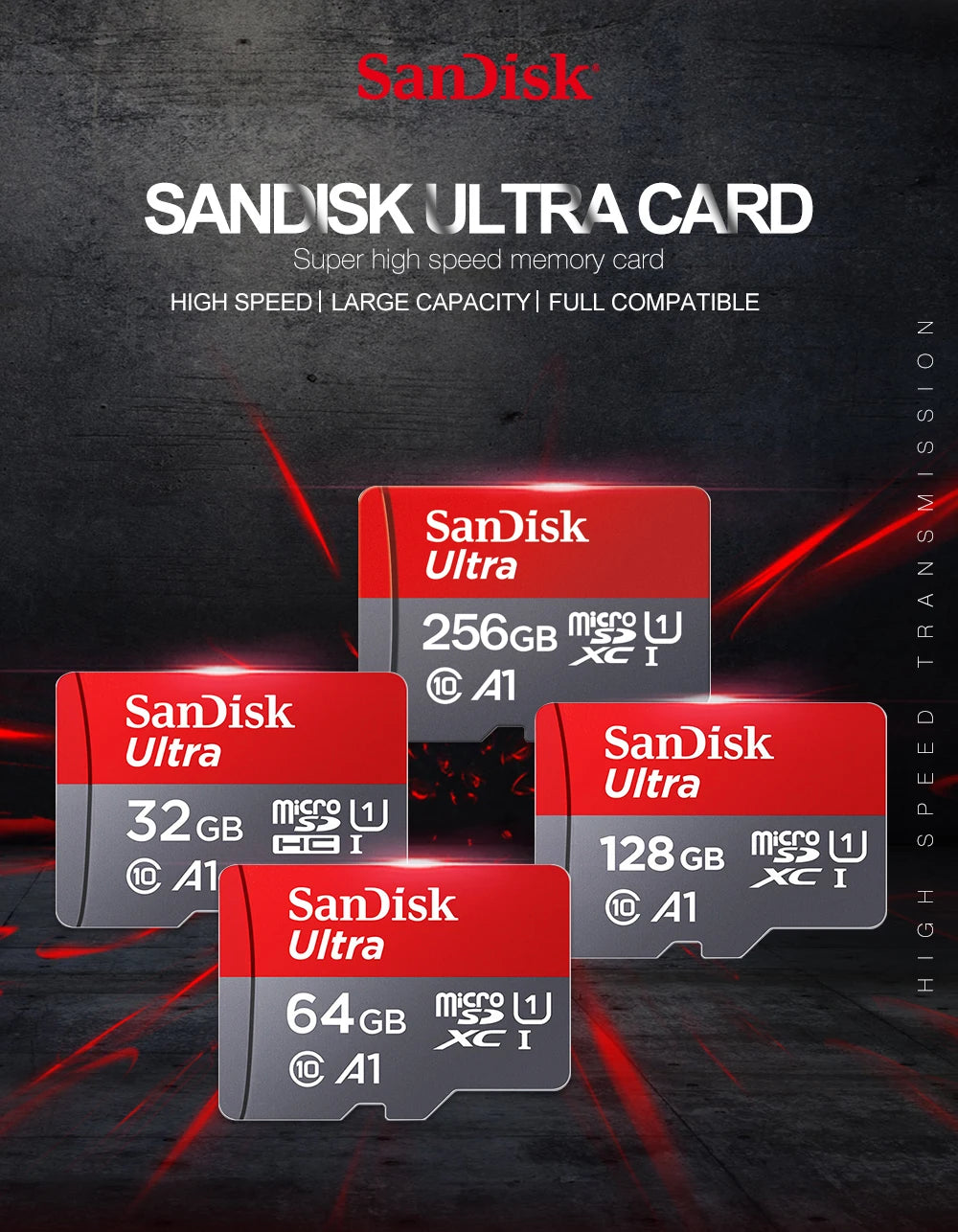 Tarjeta de memoria Micro SD Ultra Micro SD de 128 GB, 32 GB, 64 GB, 256 GB y 512 GB, A1, clase 10, para teléfono