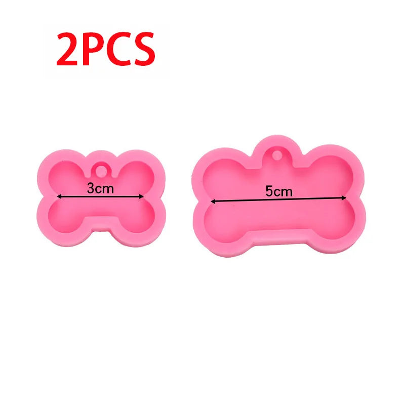 Dog Tag Bone Shaped Keychain Mold for DIY Resin Jewelry