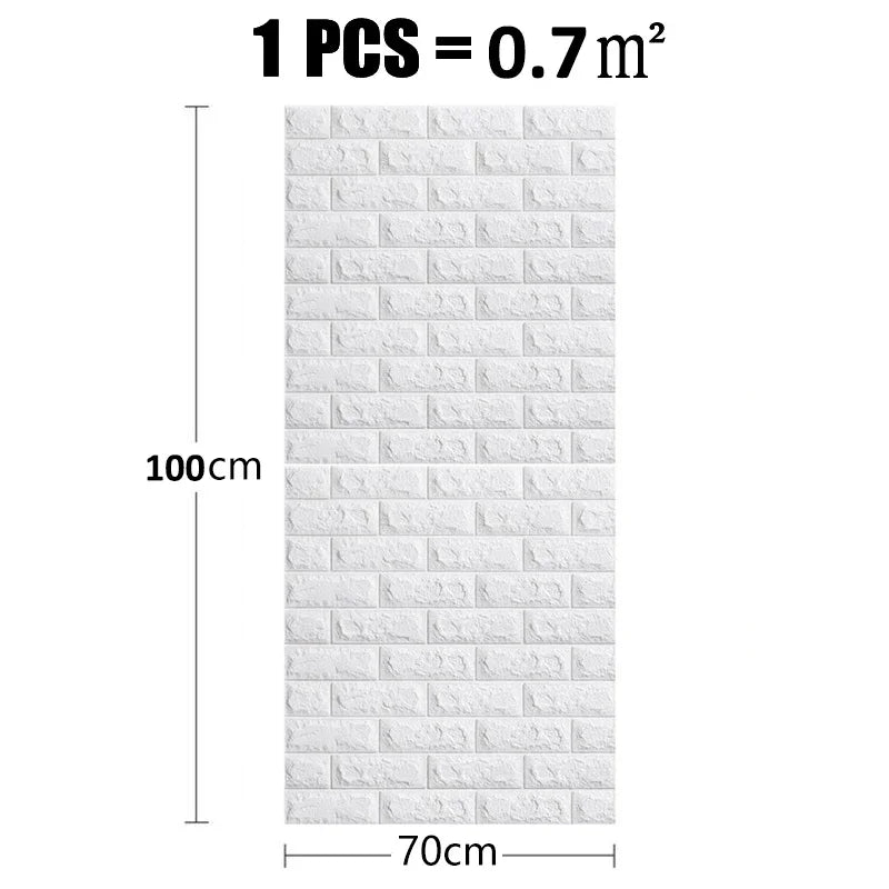 Papel tapiz autoadhesivo 3D de 70 cm x 1 m, pegatinas de pared de ladrillo impermeables continuas, pegatinas de pared para sala de estar, dormitorio, decoración del hogar