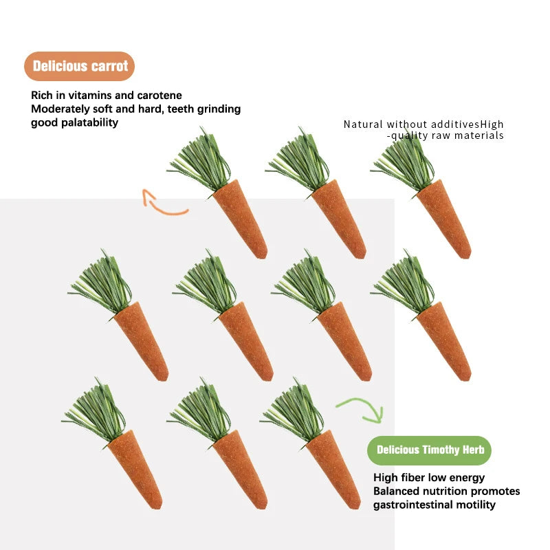3PCS Small Animal Chew Carrots Hamster Carrot Teething Supplies Toy Natural Nutritious Carrot Nutritious Molar Toys