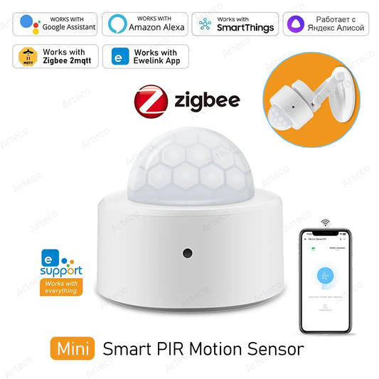 Sensor de movimiento PIR inteligente Zigbee 3.0 Detector de movimiento del cuerpo humano por infrarrojos Sensor de alarma de seguridad Funciona con EWelink Home Assistant