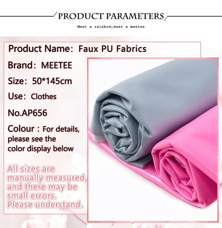 50x145cm Shiny Glossy Soft Leather Fabric Elastic Faux PU for DIY Sewing Dresses and Accessories
