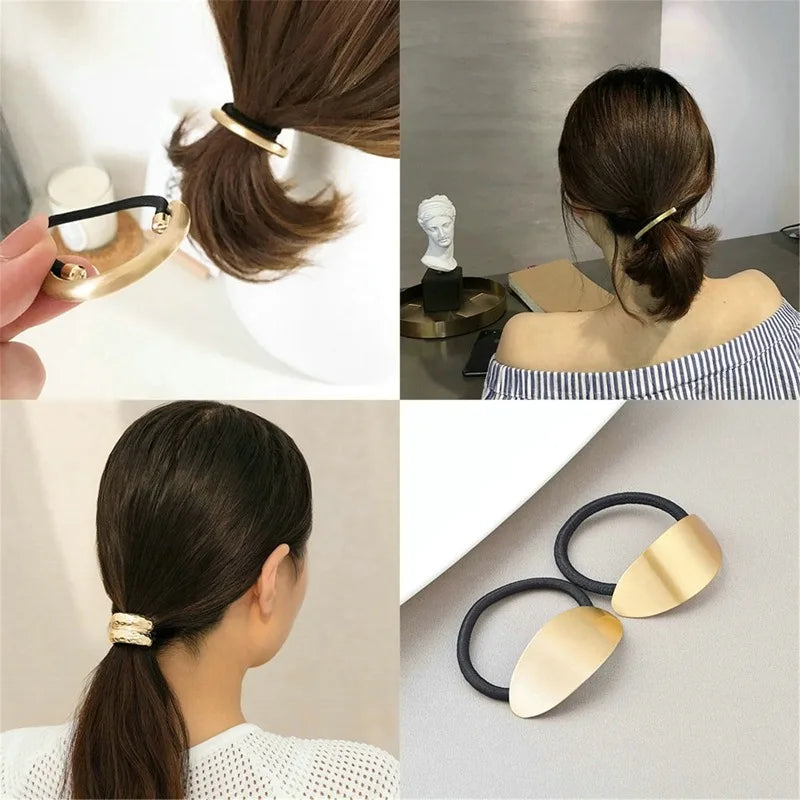 New Fashion Metal Irregular Double-Layer Hair Bands Ropes Women Headband Elastic Hairband Ponytail Holder Hair Accessories