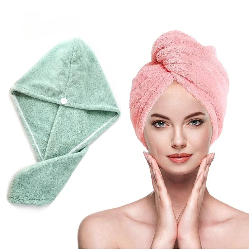 Microfiber Hair Towel,Premium Anti Frizz Hair Drying Wrap for Women & Men  Dry Hair Hat,Super Absorbent,Wrapped Bath Cap