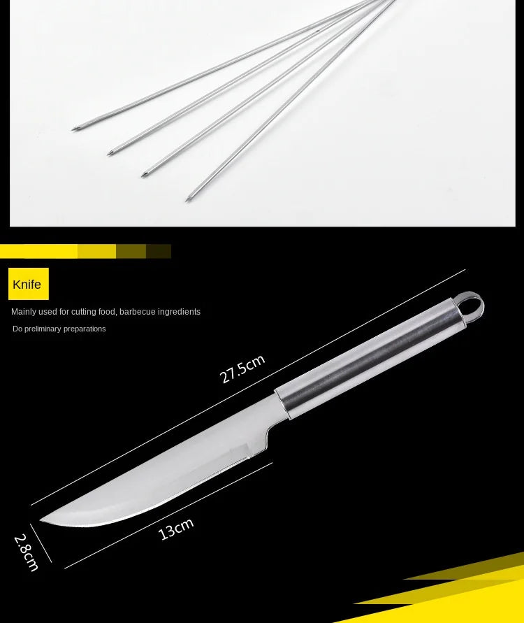 Stainless Steel BBQ Tool Set with Portable Storage Bag for Outdoor Grilling and Baking