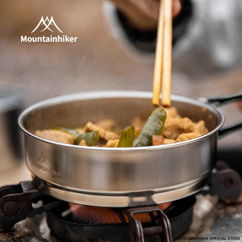 MountainHiker 5 Piece Camping Cookware Set 304 Stainless Steel Portable Outdoor Cooking Kit for Hiking BBQ and Picnic