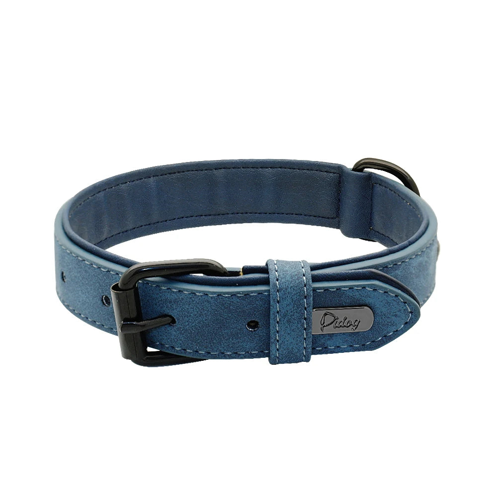 Large Dog Collar Soft Padded Real Leather for Big Dogs