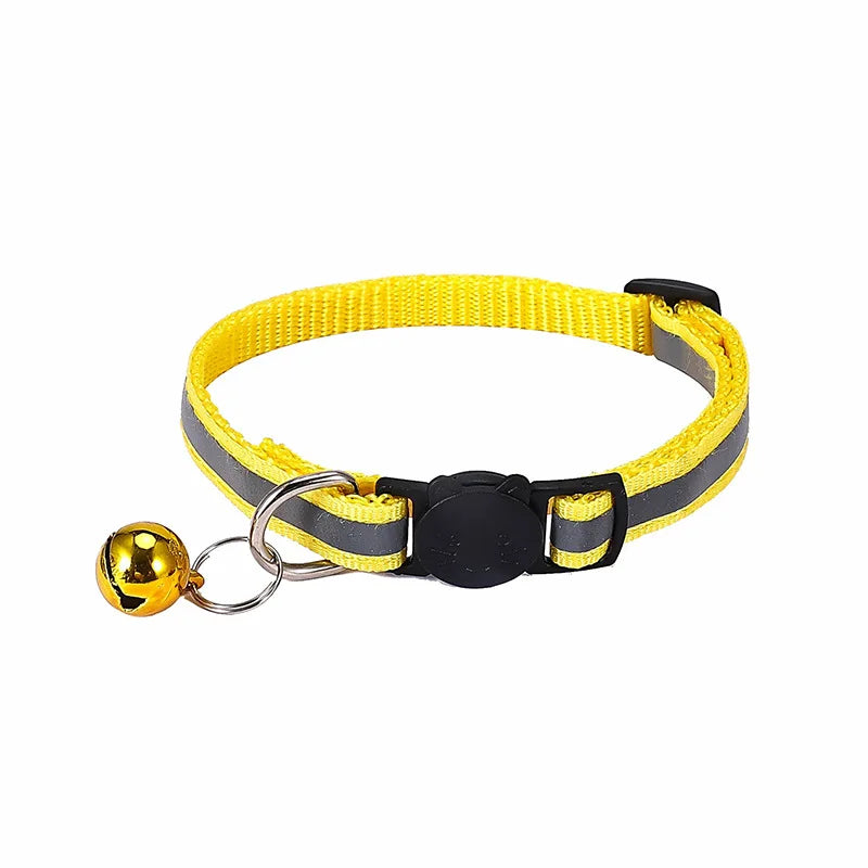 Reflective Breakaway Cat Collar Neck Ring Necklace Newborn Puppy Dog ID Collar Colorful Bell Collar for Cats Pet Kitten Products