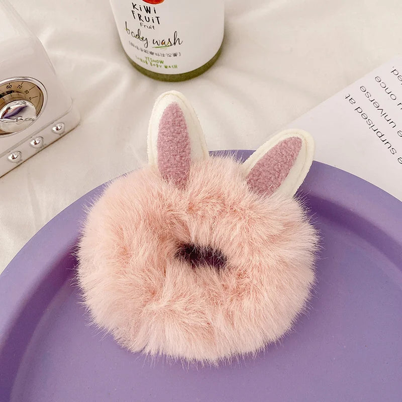 1PC Girl Hair Accessories Plush Rabbit Ears Elastic Hair Rope