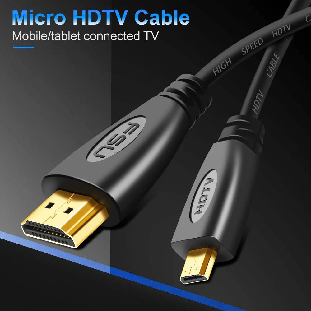 Micro HDMI-compatible to HD Cable Adapter Speed 1080P 3D Gold Plated Cable switcher 1m 3m 5m for XBOX Micro HD Cable Convertor