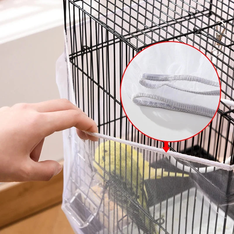 Easy Cleaning Bird Cage Covers Mesh Seed Catcher Guard Bird Cage Net Shell Skirt Dust-proof Mesh Parrot Cage Cover