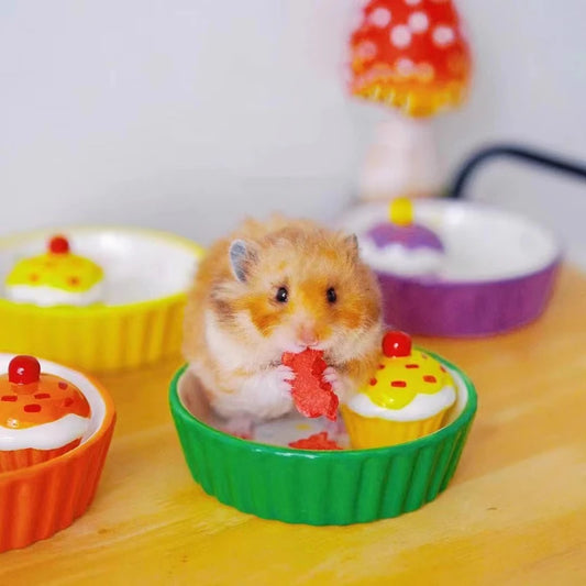 Ceramic Cake Hamster Bowl Small Pet Food Bowl for Home Use Multi-color Small Jewelry Box  Rabbit Feeder Parrot Supplies