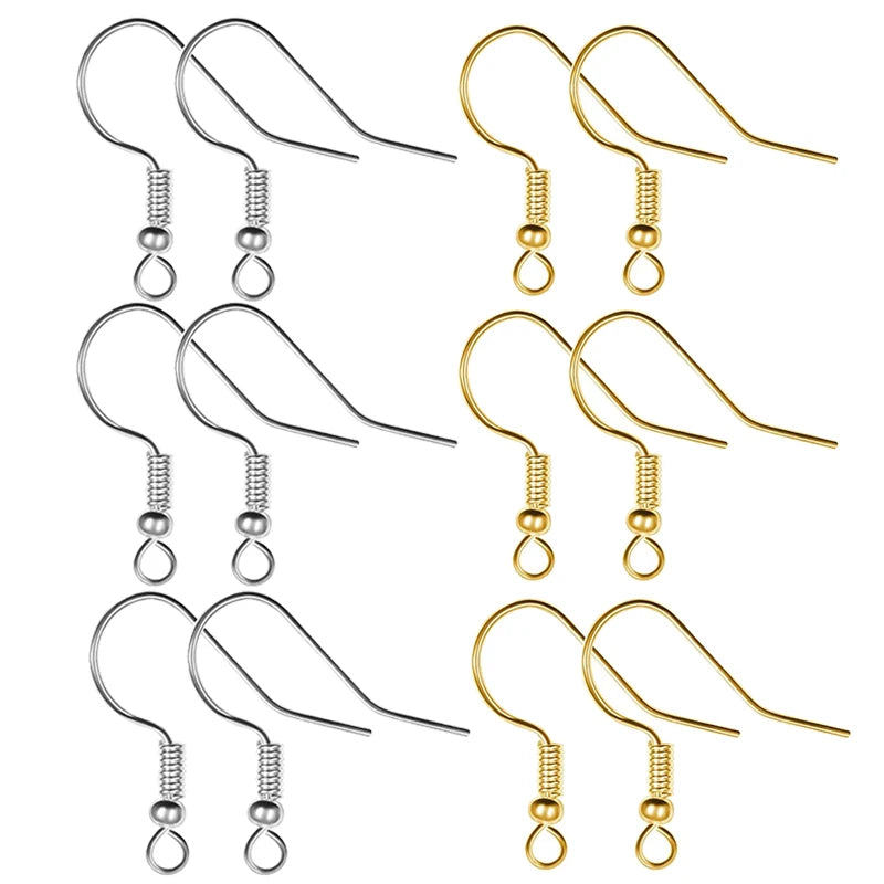 100/200pcs DIY Earring Findings Stainless Steel Hooks Hypoallergenic Earwires