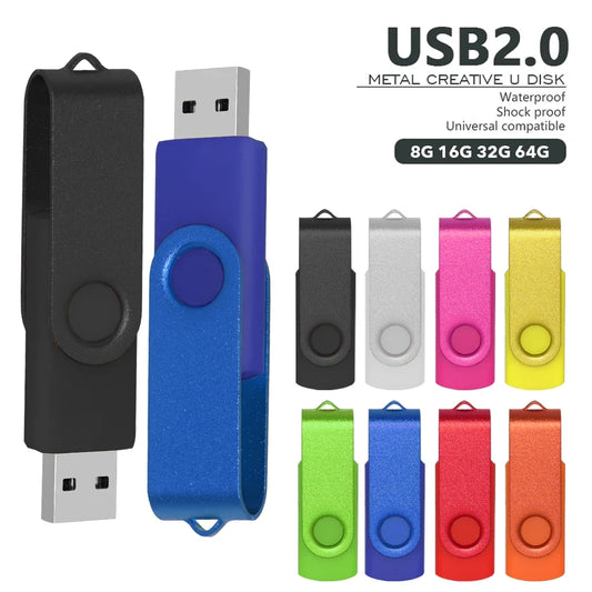 Memoria USB 2.0 de alta velocidad con rotación de 4 GB, 8 GB, 16 GB, 32 GB y 64 GB