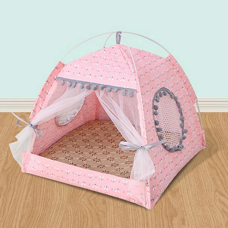 Cat Dog Litter Tent Kennel Foldable Universal Breathable Indoor Teepee Pet House Breathable Puppy Tent Bed Dog Supplies