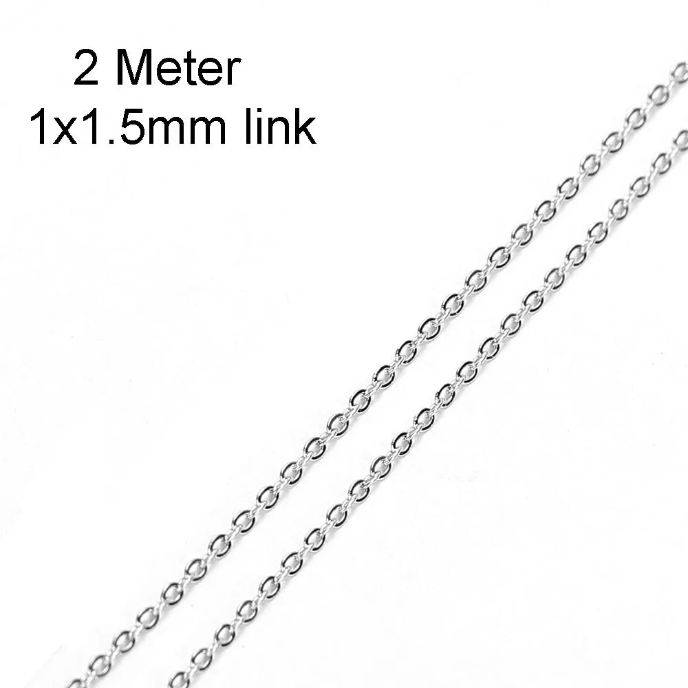10 Meters Stainless Steel Chain 1 1.5 2mm Gold Steel Color for DIY Jewelry Making