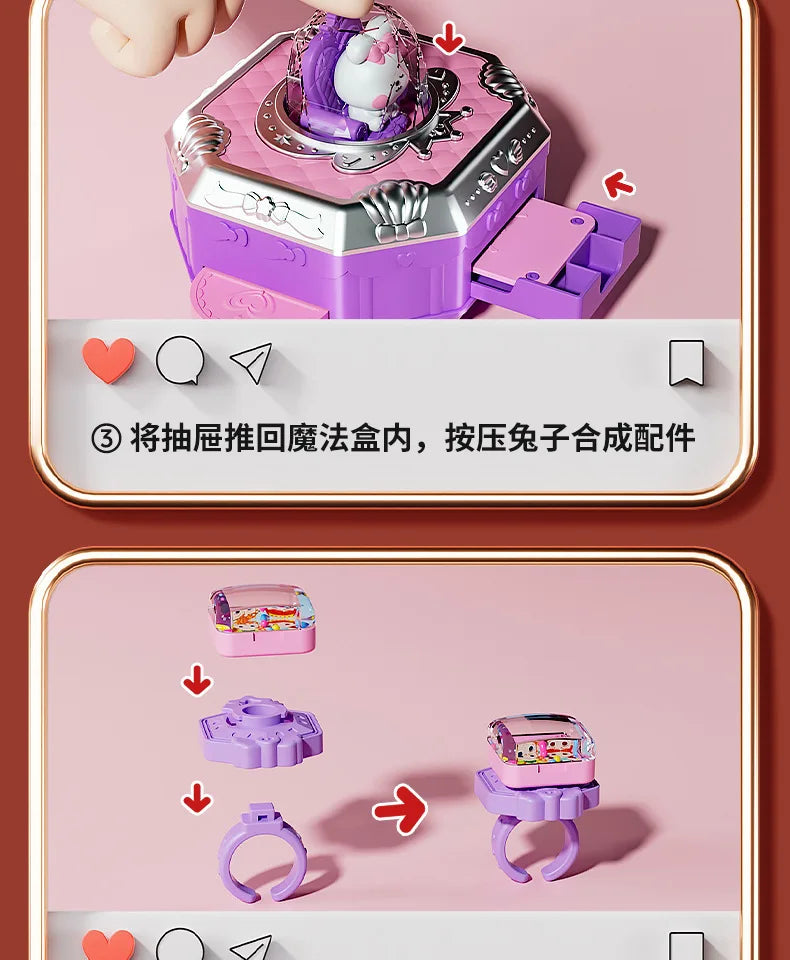 DIY Jewelry Maker Crafting Set for Kids with Cartoon Rabbit Box, Bracelet and Keychain Creation Kit, Creative Gift for Girls