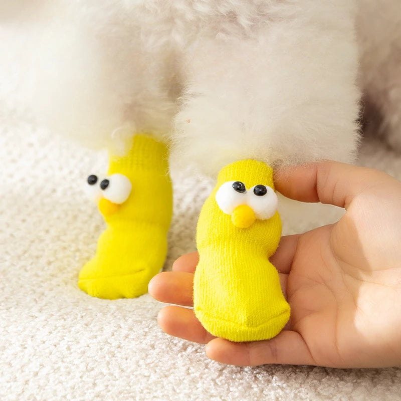New Four Seasons Universal Socks for Dogs Cute Big Eyes Cute Pet Cartoon Knitted Cat Anti slip and Warm Dog Cotton Socks