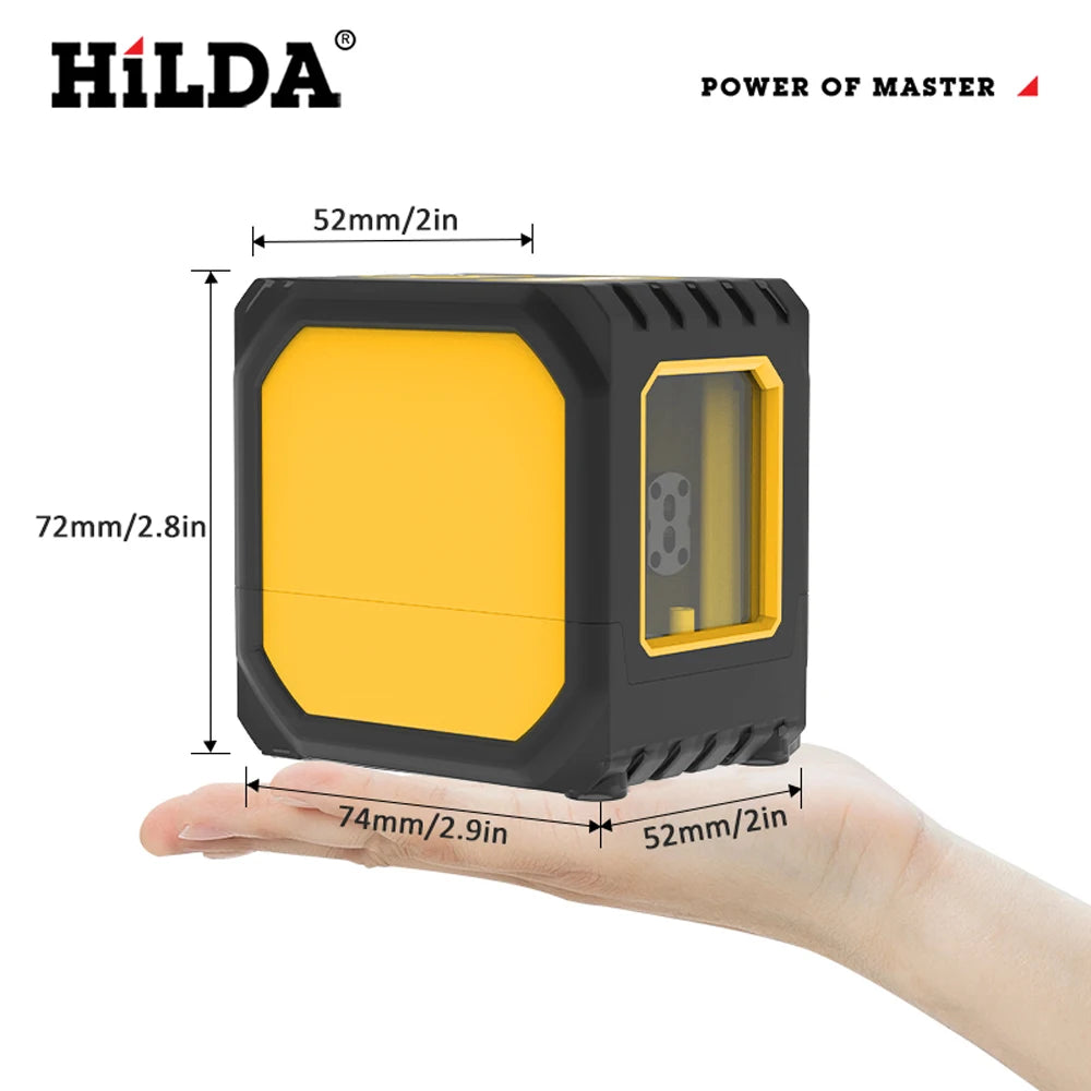 HILDA 2 Lines Mini Laser Level Self Levelling Green Beams Laser Horizontal & Vertical Cross-Line USB Charging