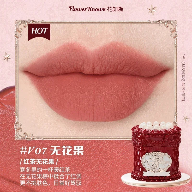 Flowerknows Strawberry Cupid Matte Velvet Lipstick Cake Lip Mud Lip Gloss Lip Cream for Women