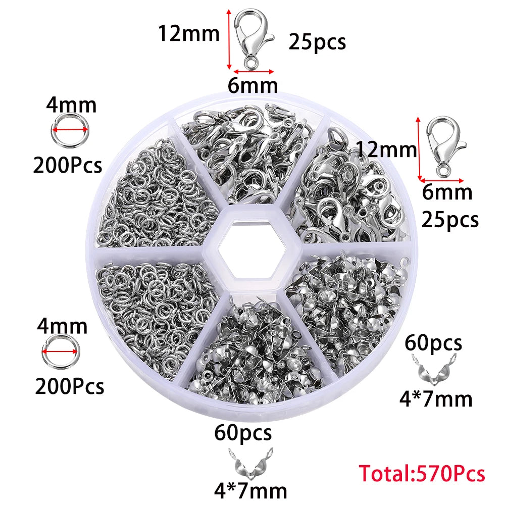 210-400Pcs Box Jewelry Making Kits with Clasp and Jump Rings